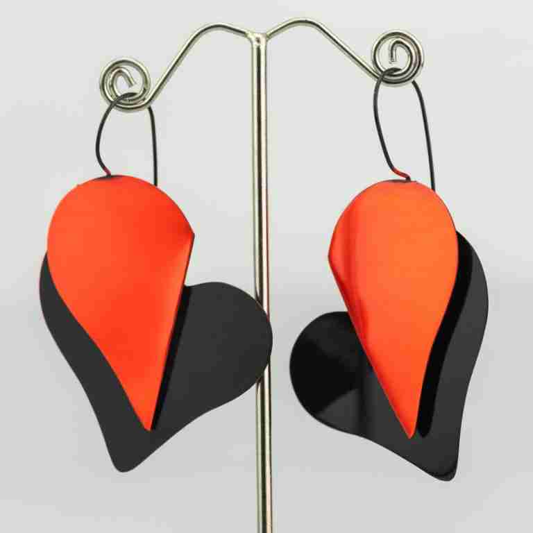 Σκουλαρίκια σε σχήμα καρδιάς από μπρούτζο - LILA MODE